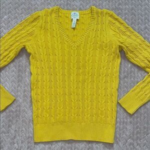 St. John’s Bay Yellow Cable Knit V-Neck Sweater